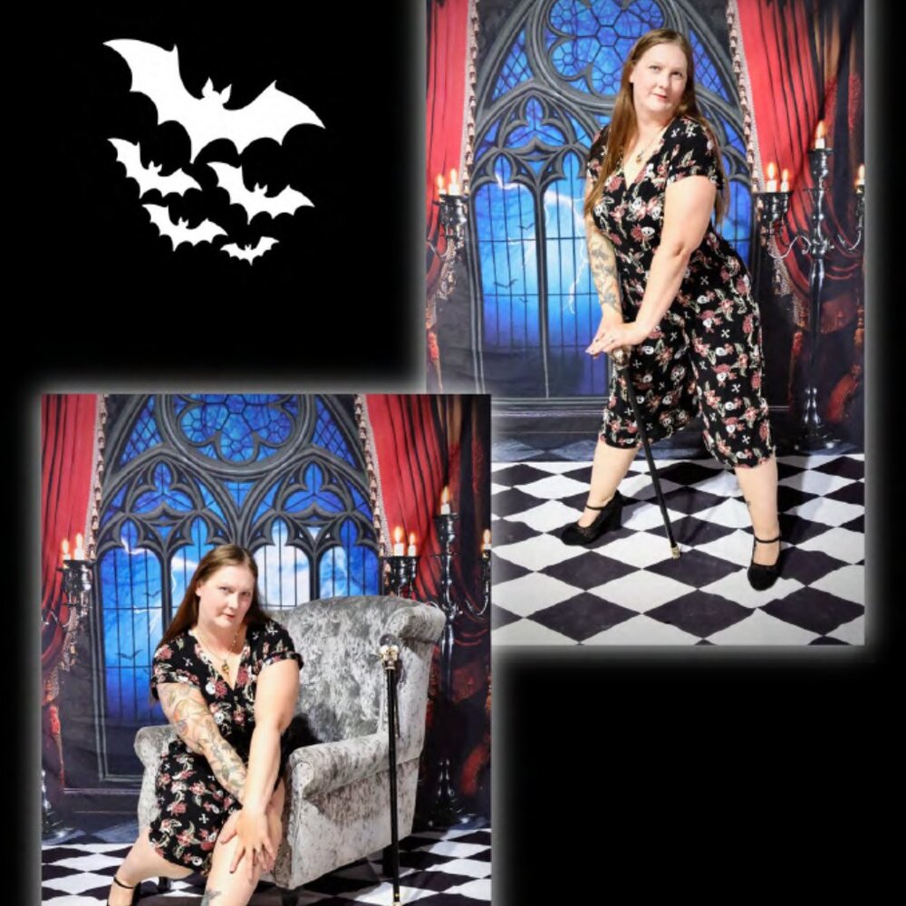 2X Hell Bunny Alani Jumpsuit - Skull & Crossbones with Roses